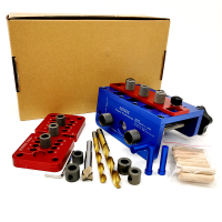 3 In 1 Dowelling Jig Joinery System Kit งานไม้เจาะ Locator Hole Puncher ชุดเมตริก Dowel Fixture ไม้ Splicing เครื่องมือ