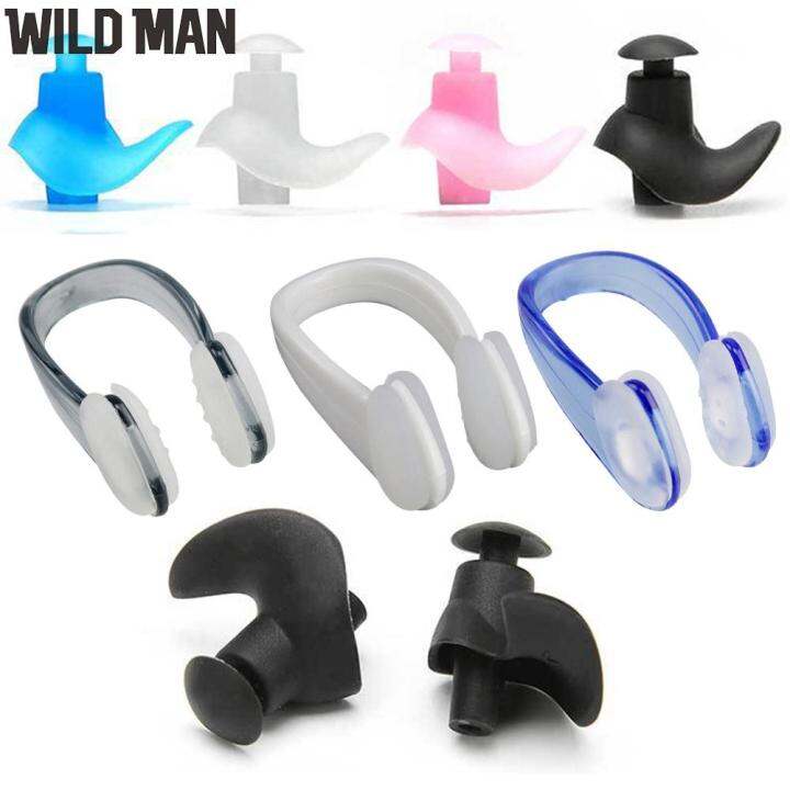 3D Soft Silicone Swimming Nose Clip+Earplugs Set Adult Children Nose