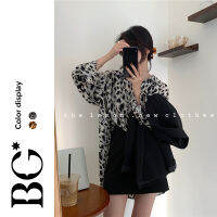 Early Autumn New Korean Style Niche Shirt Loose Temperament Fashion Sexy Chiffon Leopard Print Lining MNK34