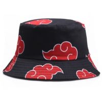 ✢℗▦ Topi Perempua/Topi Nelayan Unisex Naruto Bucket Hat Outdoor Sun Visor Japanese Art Animation Cartoon Cloud Printing Cotton Fisherman Hat Basin Hat