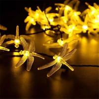 【✲High Quality✲】 sdis shop 20led สวนกลางแจ้งโคมไฟงานปาร์ตี้พลังงานแสงอาทิตย์สายไฟพลังงานไฟประดับสวยงาม Dragonfly ลวดภายนอกไฟแสงอาทิตย์ Power สาย Led โคมไฟนางฟ้า