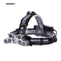 MARV ไฟหน้าแบบชาร์จไฟได้3โหมด T6,ไฟหน้ากันน้ำ200-500ม. ไฟทำงานระยะไกลสำหรับตกปลากลางแจ้ง4800MAh