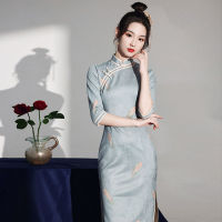 Cheongsam 2021ใหม่แห่งชาติ Qipao เด็กสาวสไตล์จีนระดับไฮเอนด์โนเบิลผู้หญิงที่สง่างามบางชุดเสื้อผ้าจีนแบบดั้งเดิม