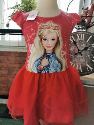 เดรส ลายเจ้าหญิง disney สีแดง  ราคา 190&nbsp;  size 1-6y