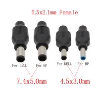 【LZ】ﺴ  1Pcs DC Power Feminino Jack 5.5x2.1mm Para 4.5x3.0mm/7.4x5.0mm Conector Adaptador de Tomada Macho Para HP / DELL Notebook Laptop