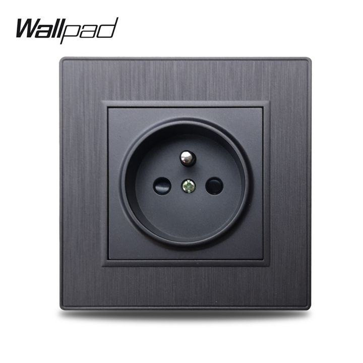 new-popular89-wallpad-s6ฝรั่งเศส-outletwallplug-ไฟฟ้า3สี-brushedplastic-เลียนแบบอลูมิเนียม
