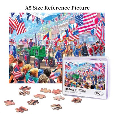 Old Glory - Patriotic Parade Wooden Jigsaw Puzzle 500 Pieces Educational Toy Painting Art Decor Decompression toys 500pcs