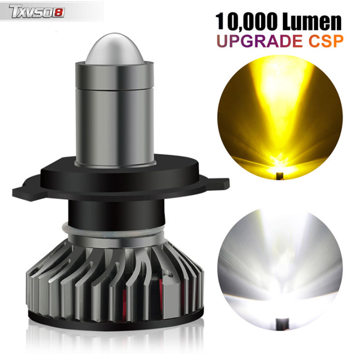 1Pcs 10000Lm H4 LED Moto H6 BA20D LED Motorcycle Headlight Bulbs CSP Lens  White Yellow Hi Lo Lamp Scooter Accessories Fog Lights 12V