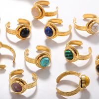 【YP】 GATTVICT Pink Stone Rings Turquoise Wide Jewlery