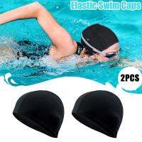 Black Single Thread 2pcs Swimming Pool Cloth Swimming Caps I3P2