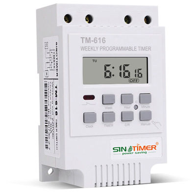 SINOTIMER TM616W-2 30A 220V Electronic Weekly Programmable Digital Time Switch Relay Timer Control Timer Din Rail Moun