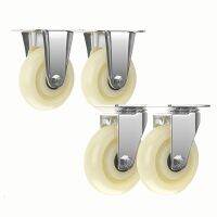 4Pcs White Jade Nylon Directional Wheel Silent Heavy-Duty Cart Universal Rotating Casters Wheels Brake Pulleys Wear-resistant