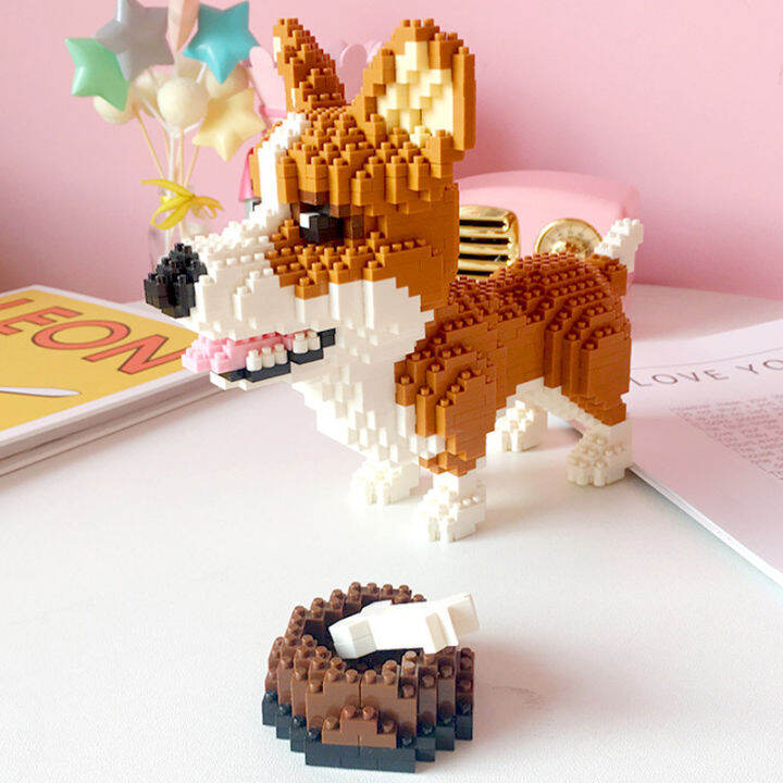 balody-16043สัตว์โลกเวลส์-corgi-สุนัขกระดูกชามอาหารสัตว์เลี้ยงตุ๊กตา3d-มินิเพชรอิฐบล็อกอาคารของเล่นสำหรับเด็กไม่มีกล่อง