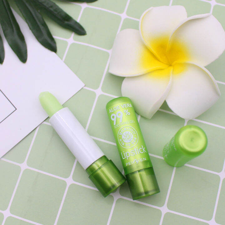 1แท่ง-aloe-vera-soothing-gel-aloe-vera-99เปอร์เซ็นต์-lip-stick-ลิป-ลิปว่านหางจระเข้-99-ลิปเปลี่ยนสีชมพู