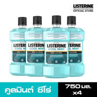 [แพ็ค 4 ] ลิสเตอรีน น้ำยาบ้วนปาก คูลมินต์ ซีโร่ 750 มล. x 4 Listerine mountwash Coolmint Zero 750 ml. x 4