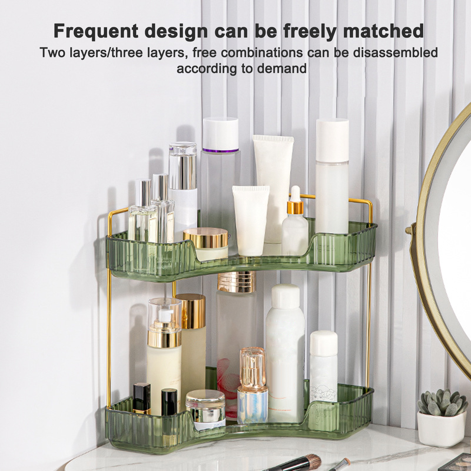 JAREDQ Counter Organizer Shelf Bathroom Rack 2-tier Corner Bathroom Storage Shelf Sturdy Makeup Organizer for Homes Ideal for Perfects Toilets and Home Supplies High Load bearing Capacity
