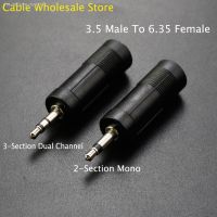 ┅ 1Pcs 2-Mono Channels 3-Dual Channels 3.5mm Male to 6.35mm Female Transfer Head Black Mono Jack Plug For Audio Conversion Adapter