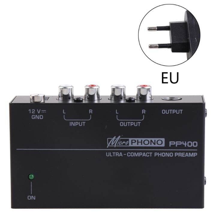 EU/UK/US Plug Phono Preamp Preamplifier with RCA 1/4 Inches TRS Interfaces