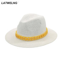 Fashion Acrylic Chain Sun Hat Women Jazz Beach Hats Ladies Summer Black Hat Retro Party Hat Wholesale