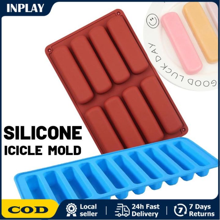 10 Holes Thin Ice Cube Tray Silicone Forms Long Strip Finger