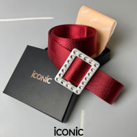 iCONiC GLITER RED NYLON BELT #5394 เข็มขัดแฟชั่น เชือกสังเคราะห์ หัวพลาสติก แต่งกลิตเตอร์ ขนาด กว้าง 4CM ยาว140CM เข็มขัด สีแดง เข็มขัดเชือก เข็มขัดออกงาน