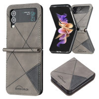 Thinmon สำหรับ Samsung Z Flip 4 /Z Flip 4ซองหนังหรูหราพร้อมช่องเสียบการ์ดกระเป๋าสตางค์เคสโทรศัพท์