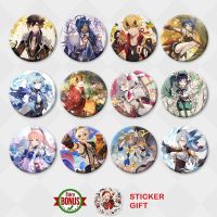 【CC】 Genshin Anime Badge Zhongli Thoma Shenhe Kaeya Venti Kokomi Metal Brooch Game Pins Clother Gifts