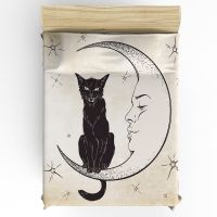 Animal Cat Moon Stars Retro Custom Bedding Fitted Sheet Couple Mattress Cover With Elastic Home Double Bed Sheet(no pillowcases)