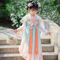 Hanfu เสื้อผ้าโบราณสำหรับเด็กผู้หญิงแขนเลกกิ้งผู้ชายสำหรับสวมข้างในเด็กโตชุดงานวันเกิดการแสดงแบบเจ้าหญิงนางฟ้า