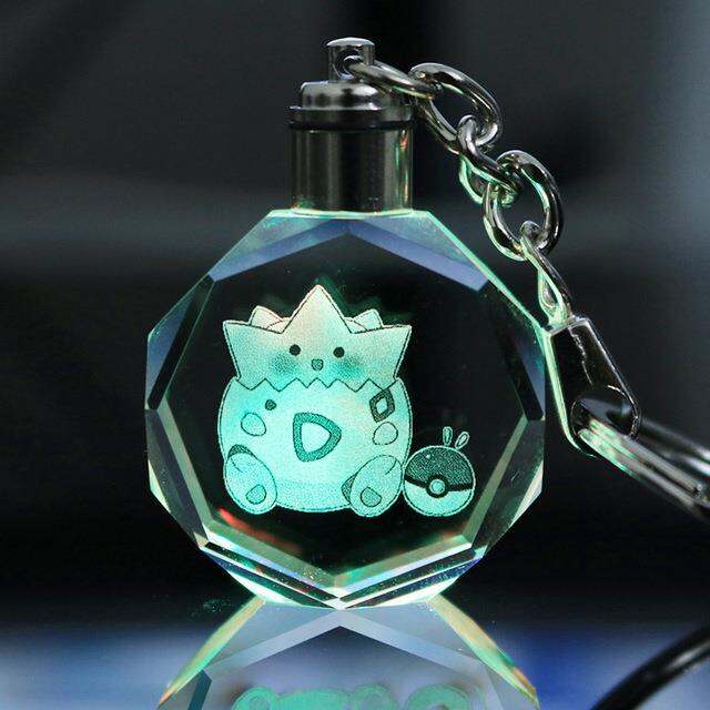 lz-pokemon-anime-figura-keychain-para-crian-as-pikachu-togepi-charizard-eevee-cristal-luminoso-pingente-brinquedo-presentes-de-anivers-rio-23-estilos