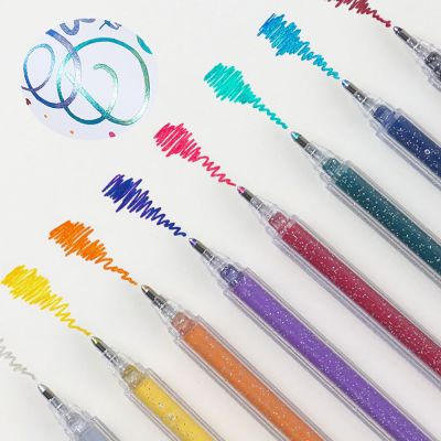8 Colors Metallic Gel Pen Metallic Colored Ink Pen Diy Drawing Watercolor Art Marker Pen For Stationery School Supplies