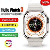 Hello Watch 3 AMOLED สมาร์ทวอทช์ หน้าจอเต็ม เข็มทิศ พร้อมรอม 4GB เพลงท้องถิ่น สําหรับ Android IOS