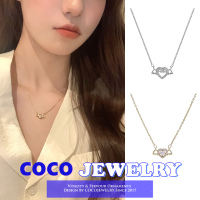 COCOJEWELRY เวอร์ชั่นเกาหลีฝังเพทายกามเทพรักจี้วรรณกรรมป่าไหปลาร้าโซ่แสงหรูหราสร้อยคอ