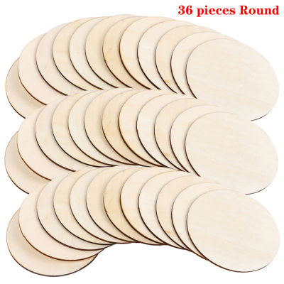 36pcs 10cm Unfinished Blank Wood Pieces Squares Round Wooden Slices for DIY Art Crafts Painting Laser Engraving Carving Coaster
