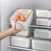 3pcs Refrigerator Storage Box Fridge Fresh Kitchen Organizer Vegetable Fruit Boxes Drain Basket Kitchen Storage Containers Lid
