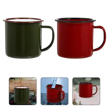 Homemaxs Mug Camping Cup Coffee Metal Enamel Water Mugs Vintage