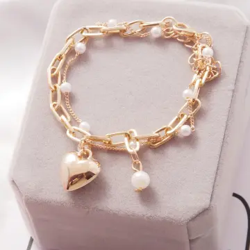 Double Layer Cute Cinnamoroll Pearl Crystal Beaded Bracelet Jewelry Gift  Girl's