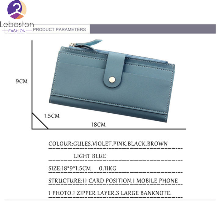 leboston-กระเป๋าสตางค์ยึดด้วยซิปกระเป๋าใส่เหรียญมีกระดุมหลายช่องแบบพับ2ฉบับภาษาเกาหลีกระเป๋าสตางค์ยาวผู้หญิง