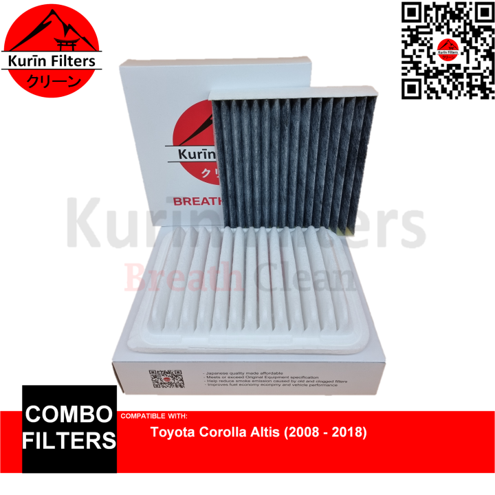 Genuine KURIN Combo Filters (Air & Charcoal Cabin) For Toyota Corolla ...