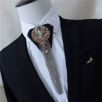 《The Empty island House》 KoreanBow Tie เนคไท Rhinestone พู่คอผูกผู้ชาย39; S เสื้อ Cravat WeddingJewelry อุปกรณ์เสริม