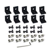 ◕✙ 10Set 2020Series 2 Hole 90 Degree Inside Corner Bracket Kit Black L Corner Bracket for 2020 Aluminum Extrusion Profile 6mm