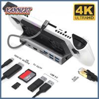 KANNERT การชาร์จ Pd 100W ฐานตั้งคอนโซลเกม 4K HD Gigabit Ethernet แท่นวางอุปกรณ์ มัลติฟังก์ชั่ 10 in 1 ฮับ USB Type-C สำหรับ ASUS ROG Ally เดสก์ท็อป