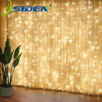 3M X 3M 300Leds ม่านแสง AC220V 3X2M 200Leds 3X1M 100Leds String ไฟ Fairy Festoon สำหรับ Garland Xmas หน้าต่างคริสต์มาสงานแต่งงาน Ramadan Home ตกแต่ง