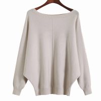 BHflutter 2022 Oversized Casual Loose Knitted Sweater Jumper Women Boat Neck Batwing Long Sleeve Knitted Pullovers Sueter mujer