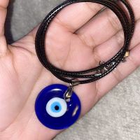 Nazar Protection Amulet Glass Evil Eye Necklace Leather Rope Chain Turkish Blue Eye Pendant Necklaces Women Men Hip Hop Jewelry