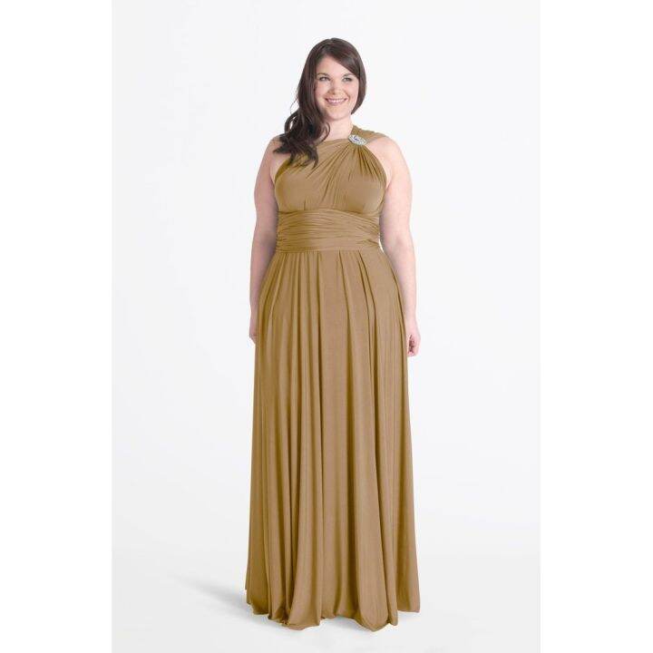 ( PLUS SIZE ) NUDE BROWN Infinity Dress With Tube Floor Length Can fit