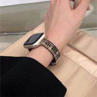 ♂ Leather Strap Autumn Winter Plaid Wool Thin Band For Apple Watch Band 41mm 38mm 40mm Wrist Slim For iwatch Series 8 7 6 5 4 3 SE