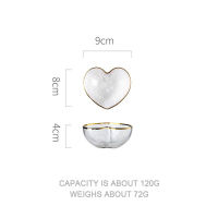 Creative Transparent Crystal Bowl Heart Shaped Glass Bowl Mug Golden Edge Breakfast Fruit Salad Bowl Household Dinnerware 1PCS