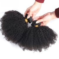 Afro Kinky Curly Human Hair Bundles Weave 20 Inch Brazilian Remy Virgin Hair Extension 3 Bundels Deal 100% Natural Color BAIHONG