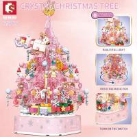 NEW LEGO Christmas Blocks Music Box With Light Pink Tree Anime Model Building Kit Stranger Things Christmas Gifts Kids Toys